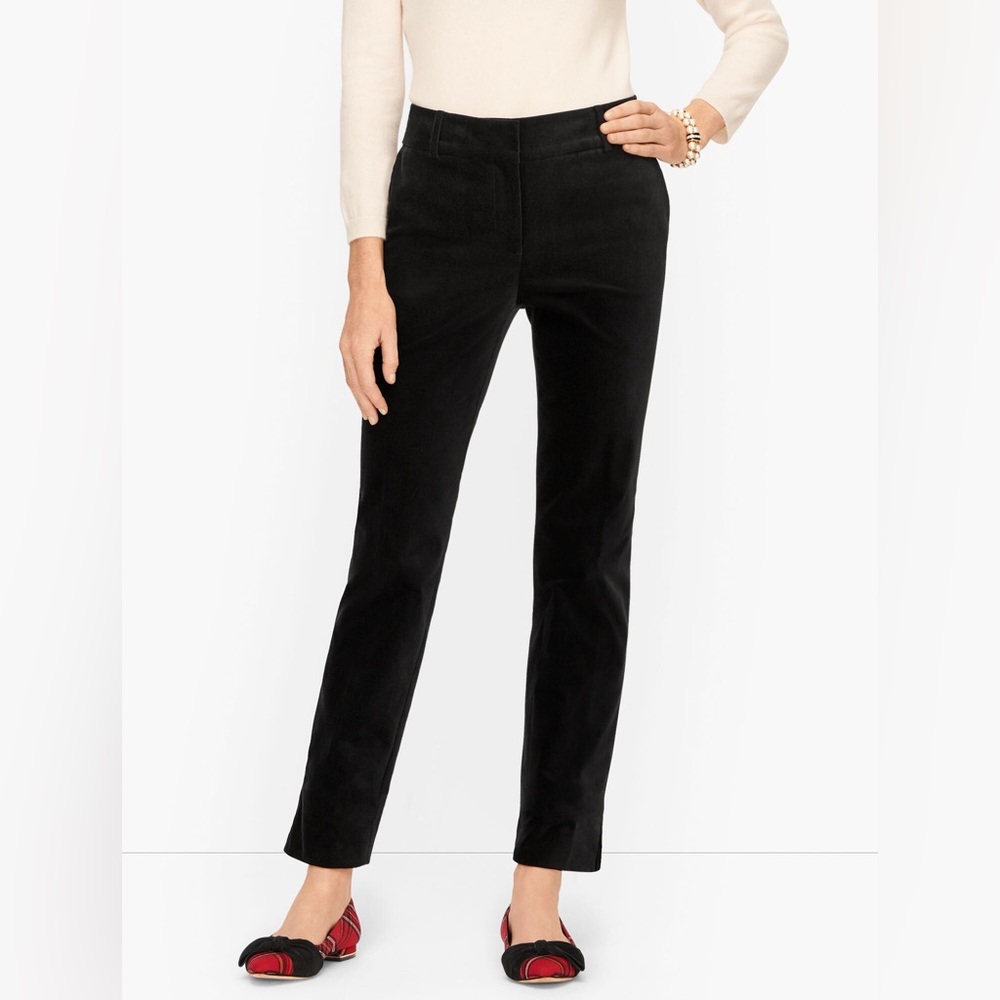 Talbots Womens Hampshire Ankle Pants Black Velvet Size 18W Minimalist Velveteen